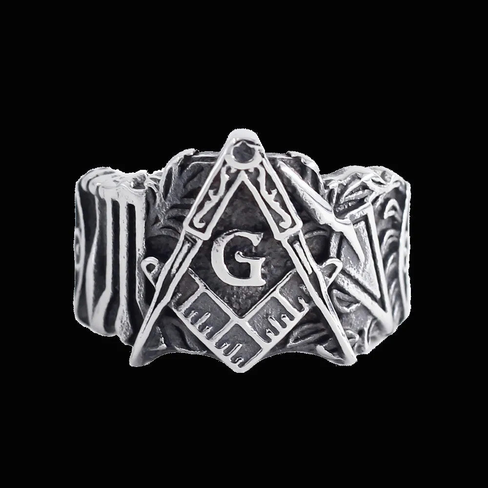 

Men Freemason Ring Stainless Steel Masonic Symbol Rings Freemasonry Knights Templar Jewelry