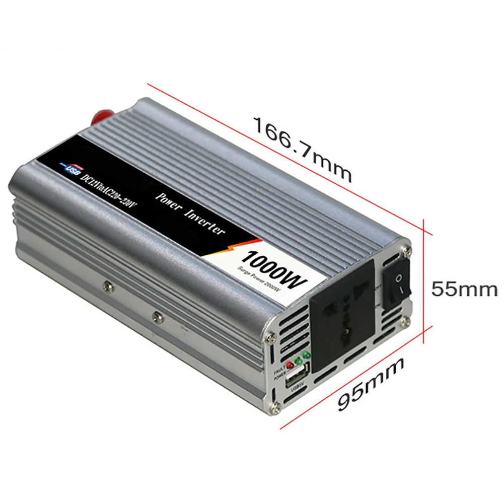 1000W солнечный DC 12 V/24 V к AC 110 V/220 V модифицированный синусоидальный автомобильный преобразователь