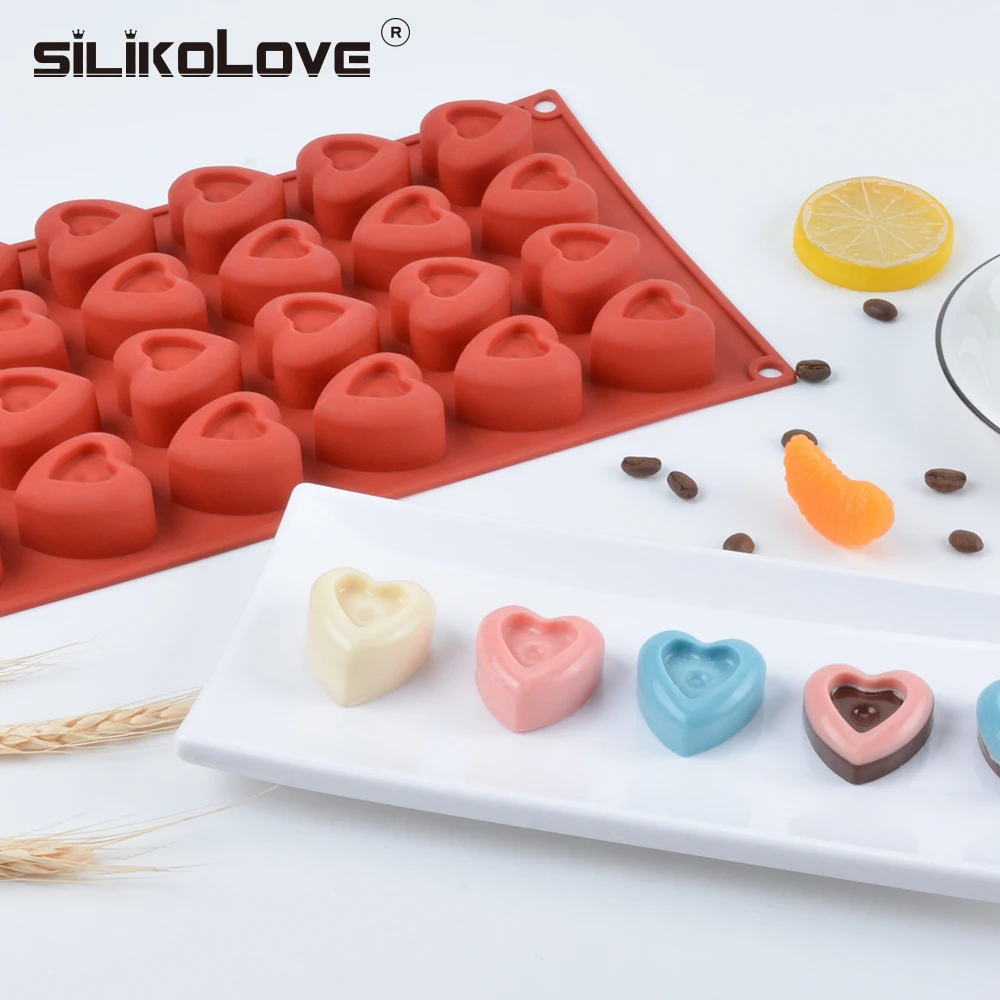 SILIKOLOVE Love Heart shape 24 Cavity Chocolate Mold Silicone Mold For Baking Cake Decorating Eco-Friendly