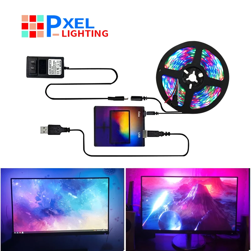 Светодиодная лента WS2812b для подсветки телевизора экран сделай сам HDTV монитор