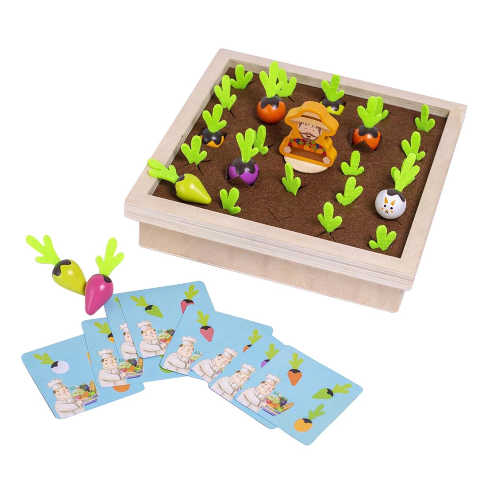 

Wooden Radish Farm Game Toys Educational Training Chess Board Games Kids