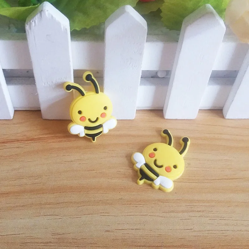 10 шт./лот Симпатичная желтая пчела Мягкий силикон с плоским основанием кабошон