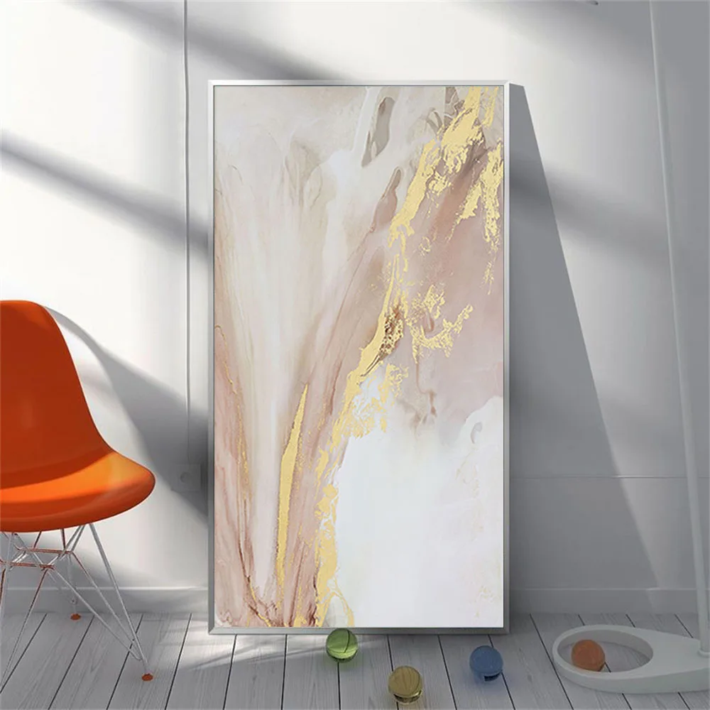 

100%Hand Made New Design Living Room Decor Huge Oil Painting Canvas Gold Pink Sky Sunset Cloud Landscape Picture Modern Wall Art