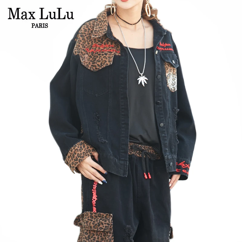 

Комплект из двух предметов Max LuLu Женский, модный винтажный джинсовый топ и штаны в стиле панк, уличная одежда из денима, Леопардовый Костюм, в...