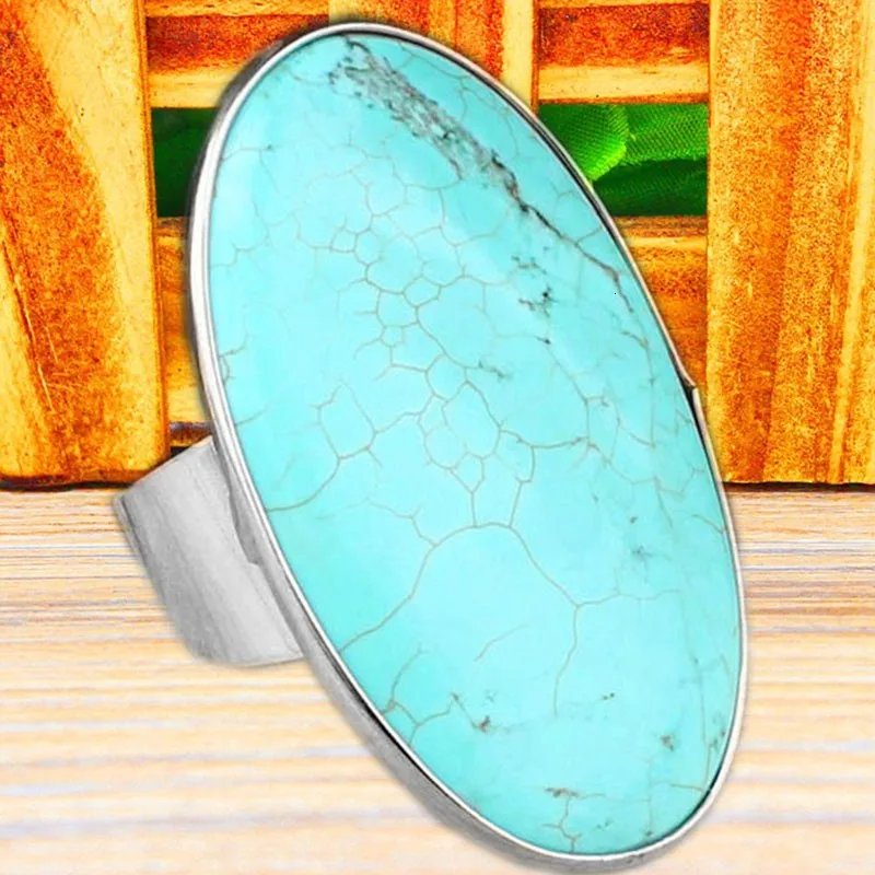 Гладкая поверхность натурального Oval Stone adjustable Кольца для Для женщин Винтаж Античная Посеребренная Модные украшения R459