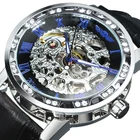 Часы наручные WINNER женские механические, брендовые роскошные, со стразами, скелетоном и кожаным ремешком, унисекс