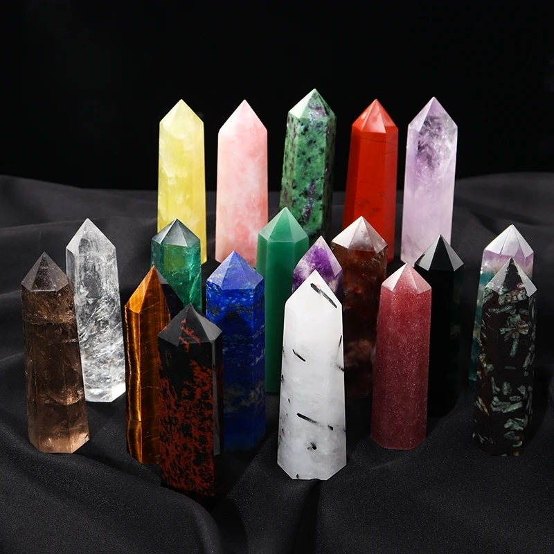 

8-9cm Natural Crystal Wand Hexagonal Column Cluster Healing Wand Mineral Crystal Point Study Home Decor Natural Stone For Reiki