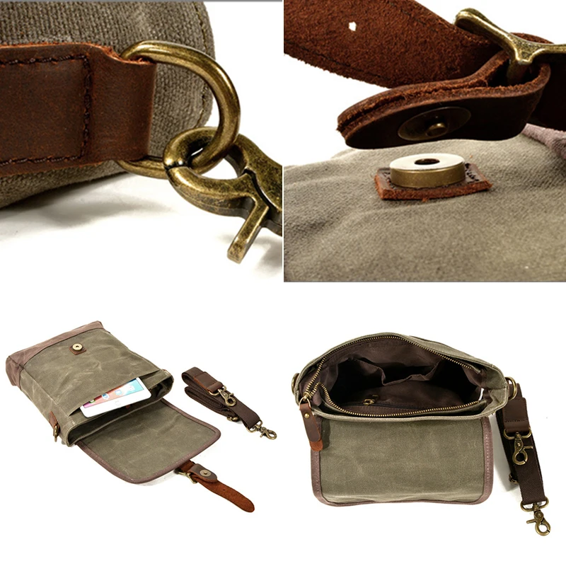 Сумка-Кроссбоди Мужская из вощеной ткани в стиле милитари |