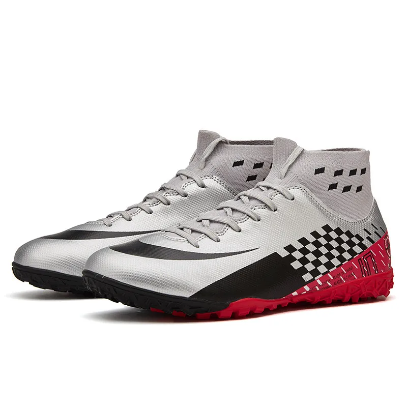 Men Football Boots Cleats Boots Long Spikes TF Spikes High Top Sneakers Soft Indoor Turf Futsal soccer Shoes Chuteira Futebol