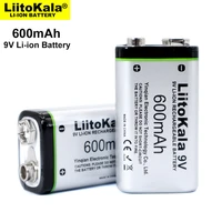 liitokala 600mah 9v li ion battery 6f22 9v rechargeable battery for microphone multimeter rc toys temperature gun