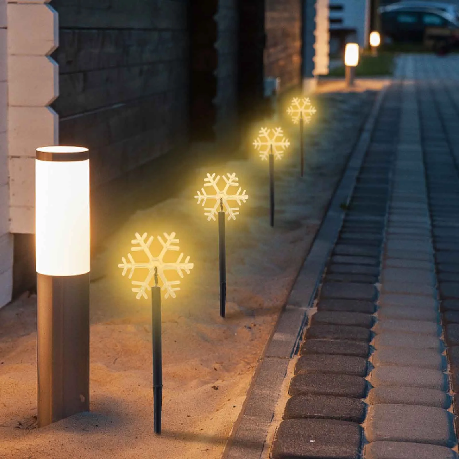 

Christmas LED Light Durable Waterproof Lamp Decoration Ground Plug Star Christmas Tree Snowflake Garden Outdoor Holiday Lights