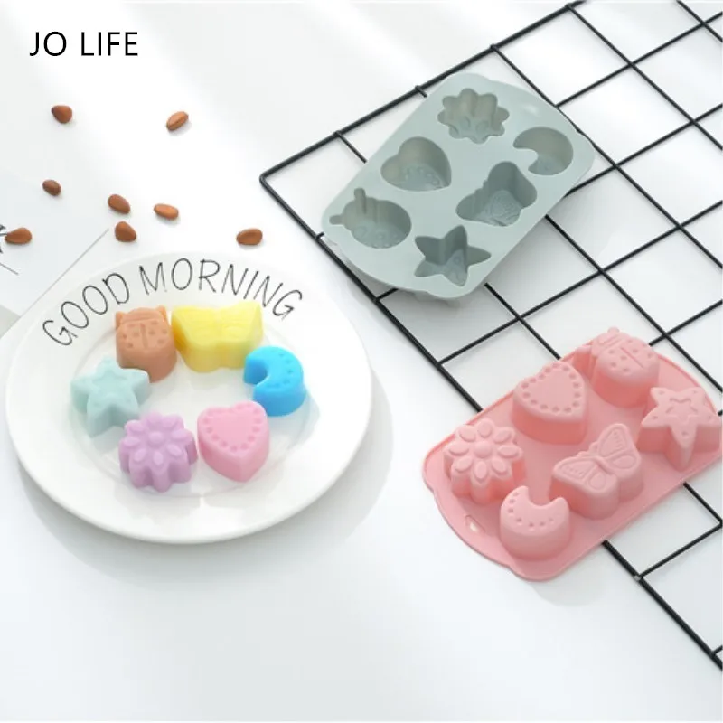 

JO LIFE Silicone Cartoon Moon Flower Cake Decoration Tool Star Fairy Cake Mold Chocolate Candy Cookie Moulds