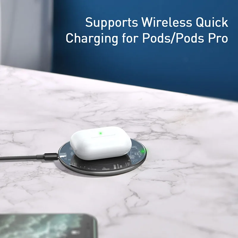 Baseus 15 Вт Qi Беспроводное зарядное устройство для iPhone12 Mini 11 Pro Max Индукционная