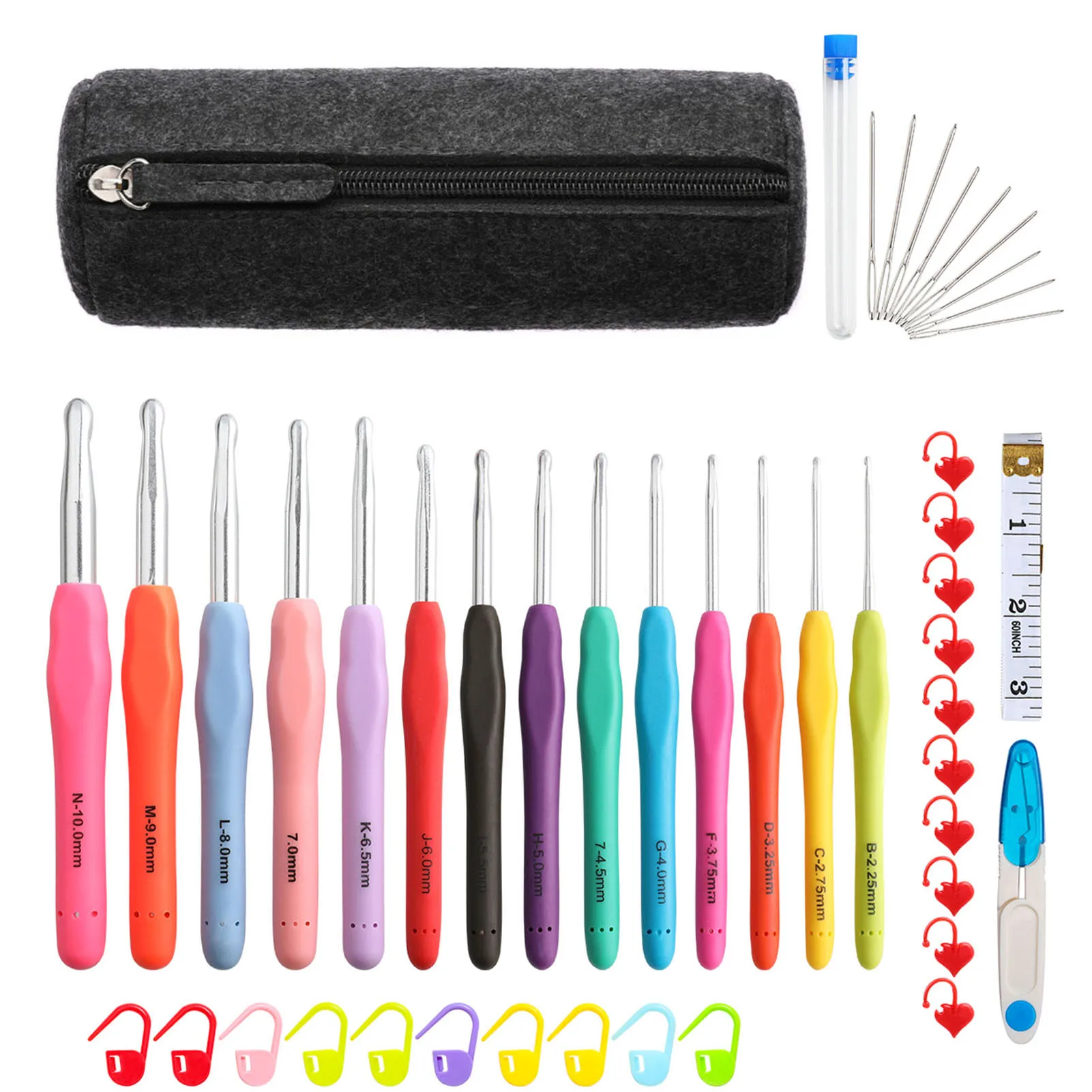 

Набор крючков для вязания 38 шт., мягкая ручка с сумкой