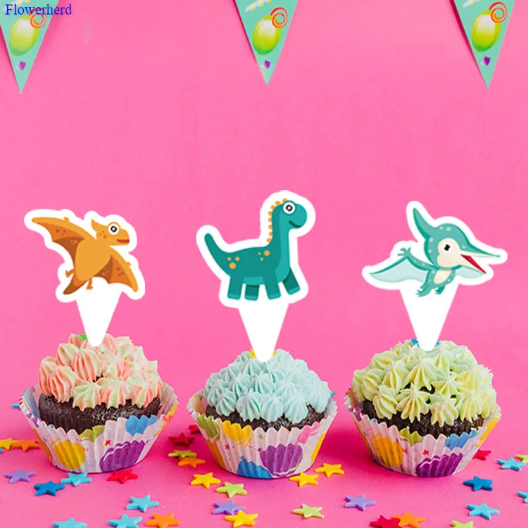 Новые инструменты для украшения тортов 12 шт. мультяшный динозавр узор топпер