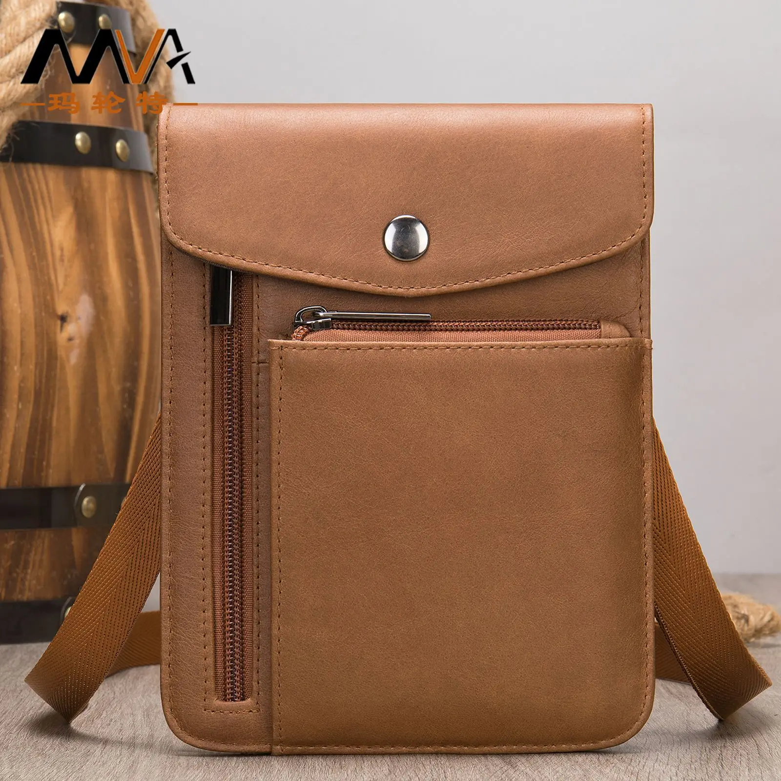 Autumn and Winter New Leather Men's Bag Vertical Stereotyped Envelope Phone Bag Single Shoulder Diagonal Small Waist Bag