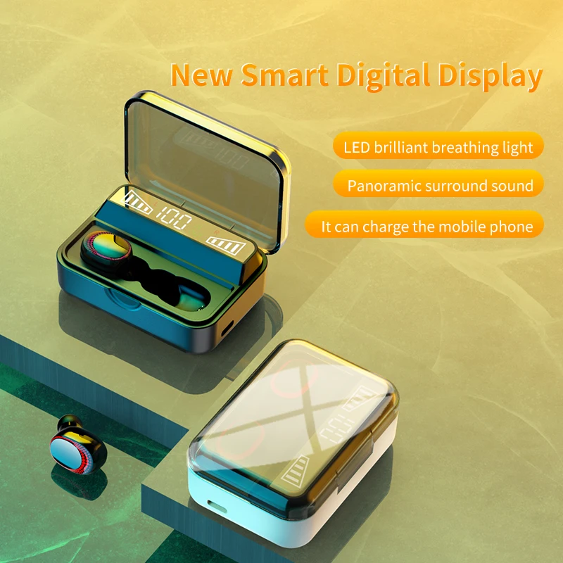 

TWS Bluetooth Wireless Headphones With Microphone LED Display Earphones HiFi Mini In-ear Earbuds Stereo Headsets Sports Gaming