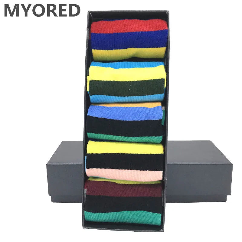 Новинка 2018 мужские классические носки MYORED с яркими полосками повседневные