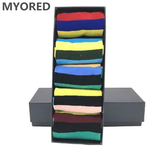 Новинка 2018, мужские классические носки MYORED с яркими полосками, мужские повседневные деловые короткие носки, мужские подарочные носки