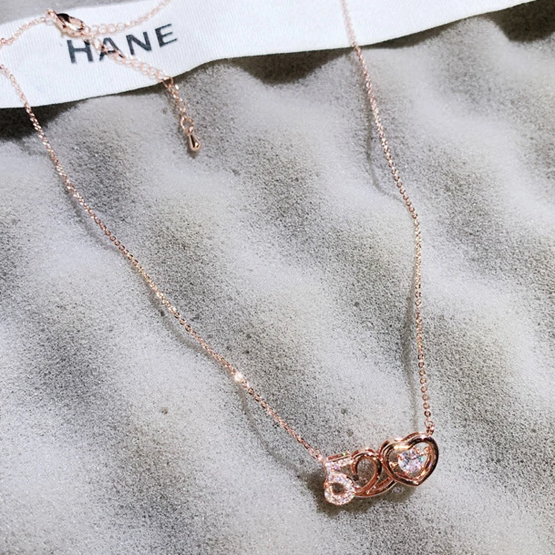 

Luxury 14k Real Gold 520 Heart Chain Necklace for Women Pendant Jewelry Micro Inlay High Quality AAA Zirconia Party Gift Ins Hot