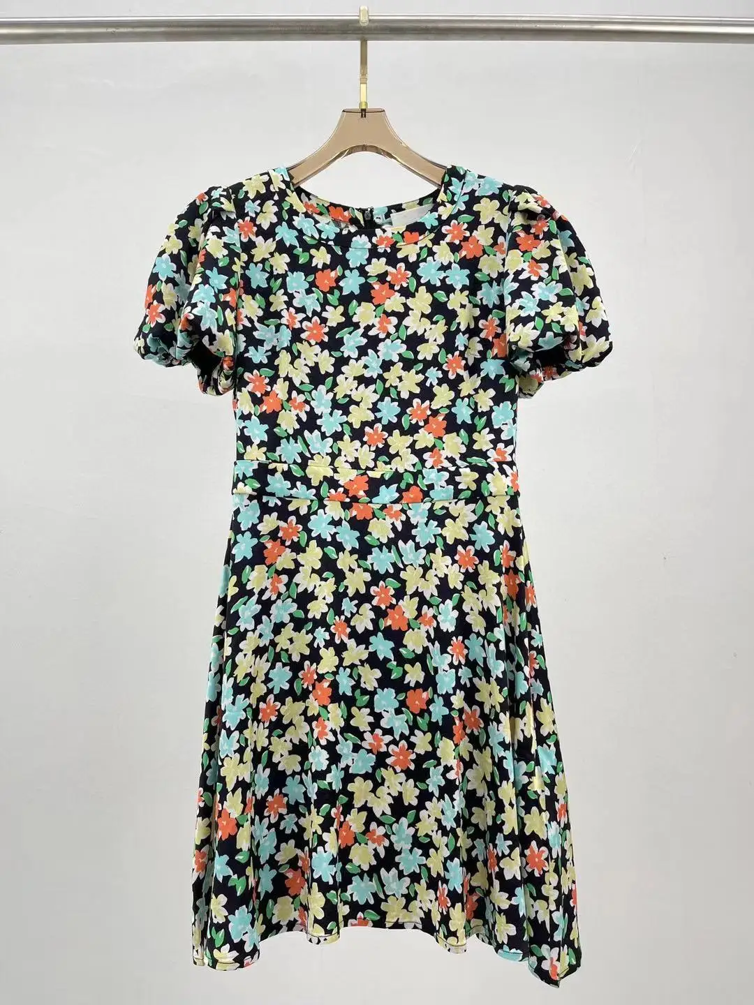 

New 2021 Fashion Runway Autumn Mini Dress Women's Short Sleeve Floral Print Elegant Ladies Cute Dresses