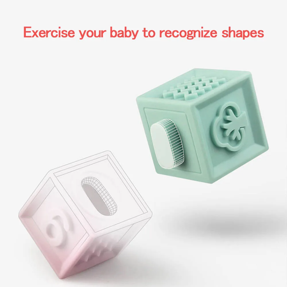 Baby Soft Toys Naissance Silicone Educational Building Blocks 3D Hanging Ball Babies Rubber Teethers Squeeze Bath Toy Gift | Игрушки и