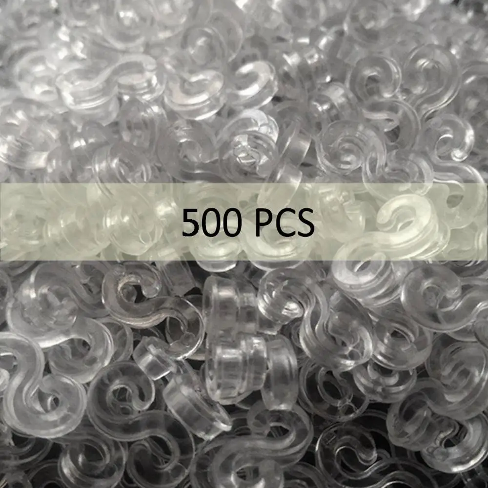 500 шт. DIY прозрачный пластик S C зажимом цветные резиновые Колечки темно полосы для