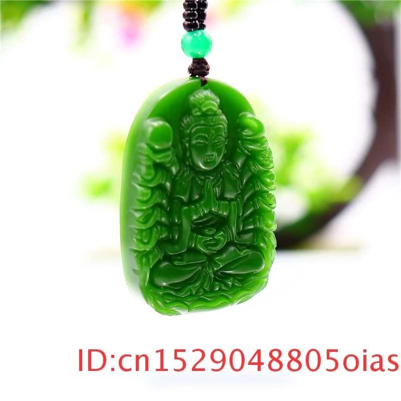 Зеленый нефрит Guanyin кулон ожерелье для женщин резной Мода очаровательные