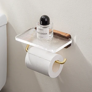 bathroom wood paper holder wall mounted phone rack toilet tissue shelf bathroom accessories acrylic paper towel dispenser