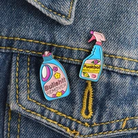 hot fashion cartoon mini remover xx repellent funny cleaning detergent spray pin sets badge enamel brooch lapel pins