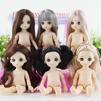 16cm bald doll body with hair shoes baking cake materials 13 movable joints blue eyes doll diy toys can be retrofitted for girls