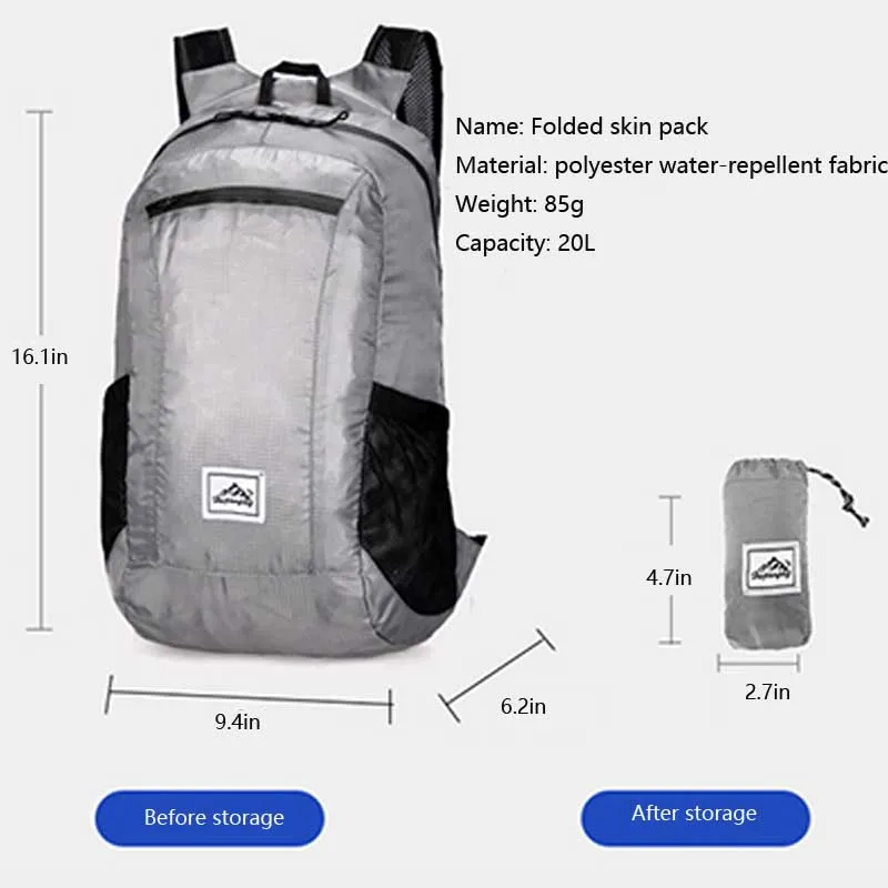 Складной рюкзак унисекс легсветильник Водонепроницаемая дорожная сумка для