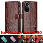 Роскошный флип-чехол из искусственной кожи в стиле ретро для Huawei Honor 50 Магнитный чехол-книжка для Huawei Honor 50 с держателем для карт