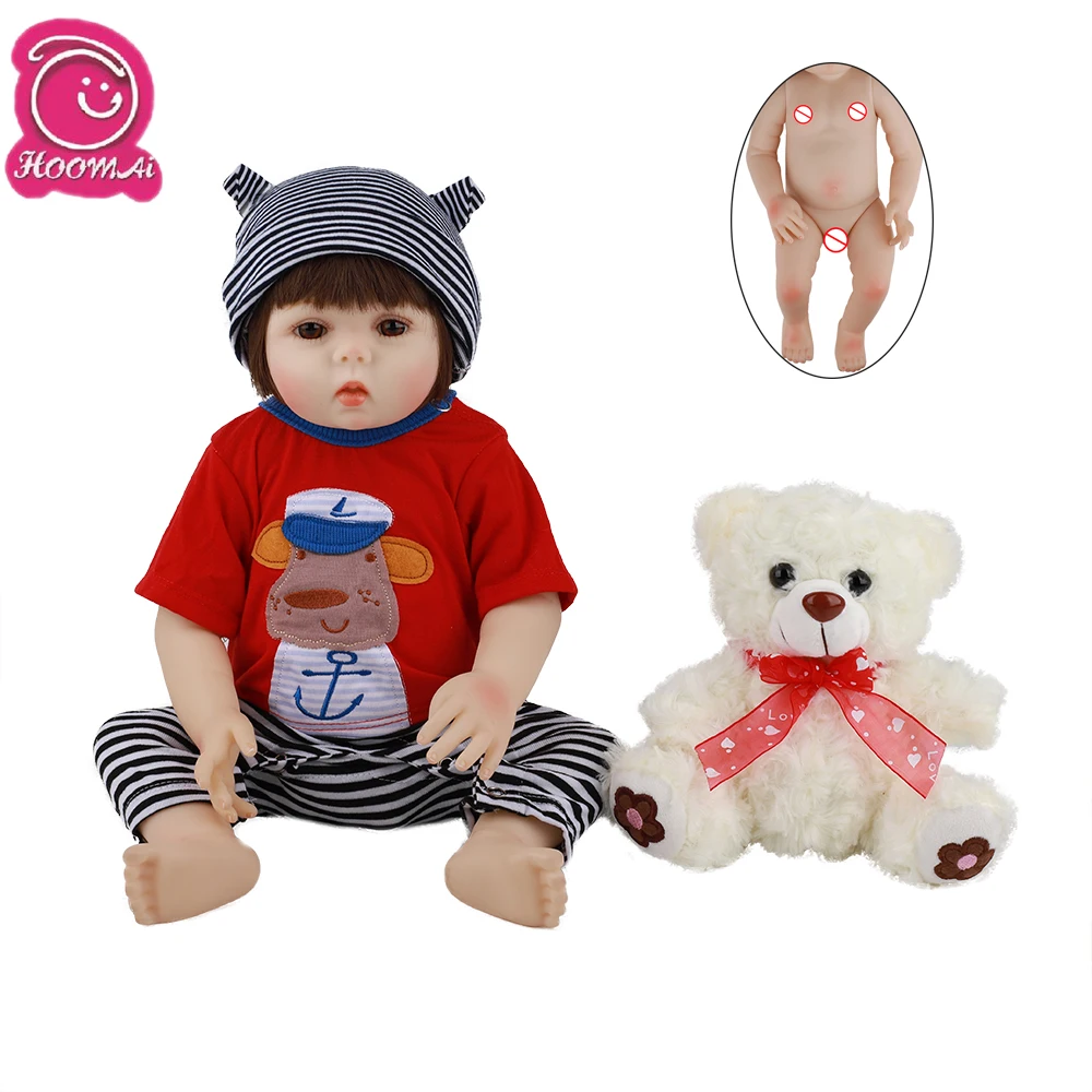 

Hoomai 48CM Realistic Newborn Baby 18 '' Full Silicone Body Lifelike Bebe Reborn Dolls For Children Birthday Christmas Gift Toy