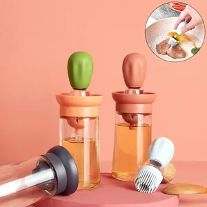 1pcs portable silicone oil bottle with brush grill oil brushes household baking oil brush pancake brush kitchen bbq gadgets new free global shipping