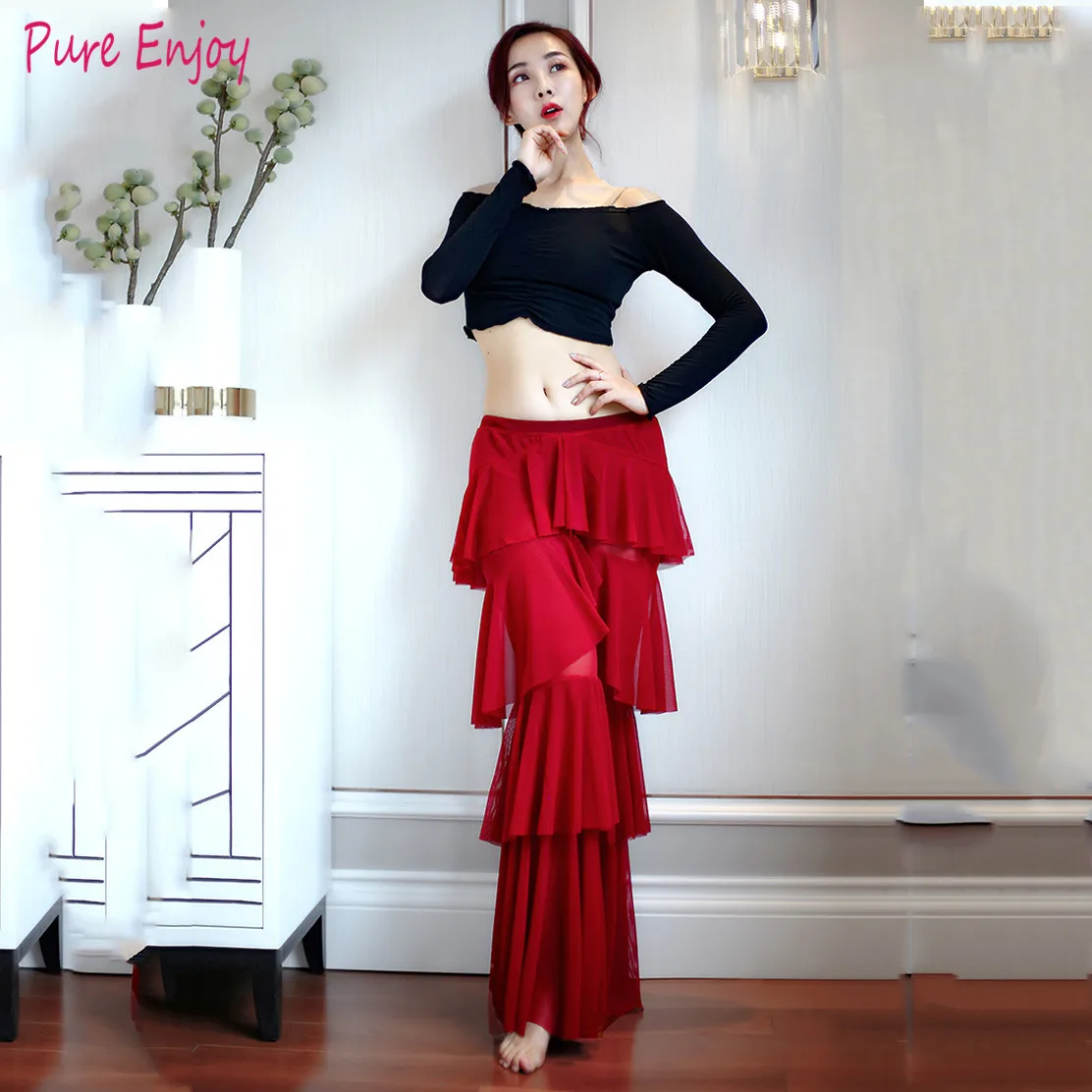 Girls competition Belly Dance Costumes Women Dress (long Sleeves Top + Skirt) 2pcs For Dancer Clothing S M L clothes | Тематическая