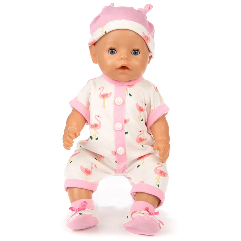 

Лидер продаж, Одежда для новорожденных, подходит для дял 18-дюймовой куклы одежда аксессуары Фламинго шапка, 3 предмета для девочек, комплект ...