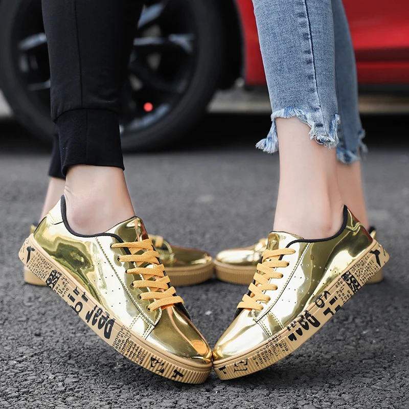 

36-47 size men's vulcanized shoes sequins summer and autumn new fashion men's low-cut couple shoes casual flat shoes women shoes