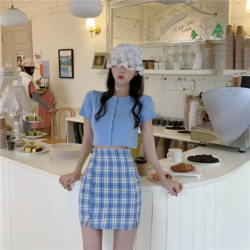 SW синее/зеленое/красное короткое платье в клетку для девочек женские юбки с