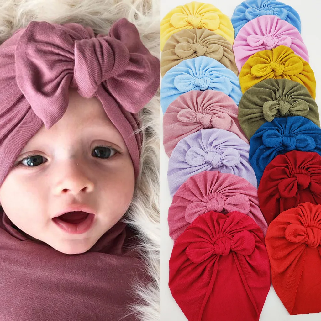 

New Winter Rabbit Ears Knot Warm Indian Hat Baby Bandanas Turban Head Wraps Boys Girls Kids Head Bands Accessories Headdress