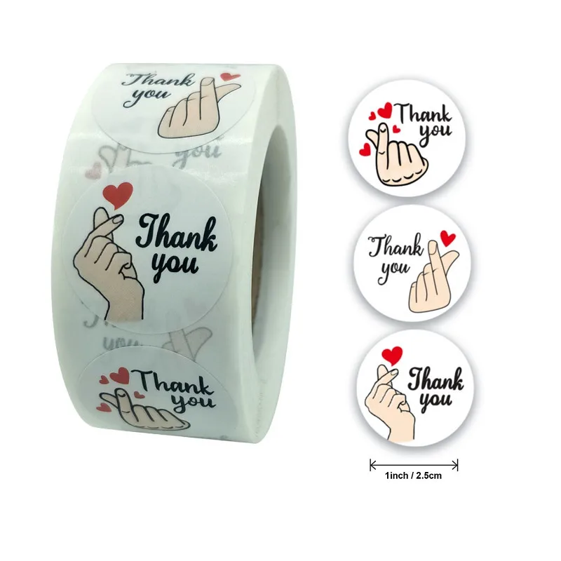 Новинка 500 шт. 1 дюйм наклейки с надписью Love Gesture Thank You | Канцтовары для офиса и дома