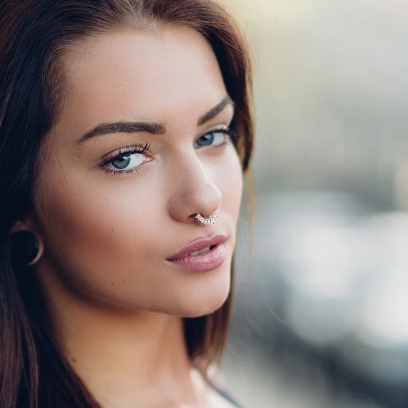 

2 pcs U Shaped Fake Nose Ring Hoop Septum Rings C Clip Lip Ring Earring for Women Fake Piercing BodyJewelry Non-Pierced