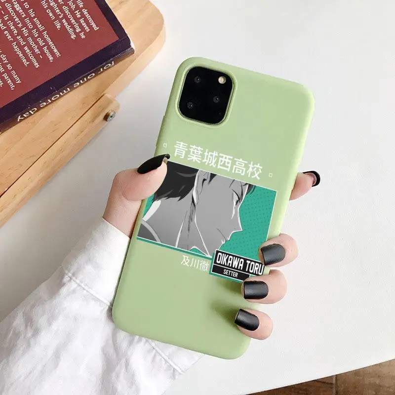 

volleyball boy Anime Phone Case Candy Color for iPhone 6 7 8 11 12 s mini pro X XS XR MAX Plus