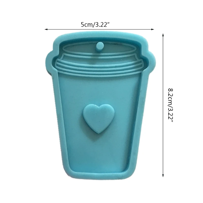 

Shiny Glossy Love Coffee Cup Keychain Epoxy Resin Mold Jewellery Necklace Pendant Silicone Mould DIY Craft Casting Tool