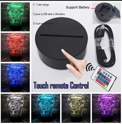 Remote 7 Color Романтический 3D светодиодный светильник с надписью «I LOVE YOU», лампа RGB, ночник, светильник для мальчика, поцелуя, девочки, стол для спальни, Декор, Подарочная бутафория для любимой девушки - Испускаемый цвет: Remote 7 Color