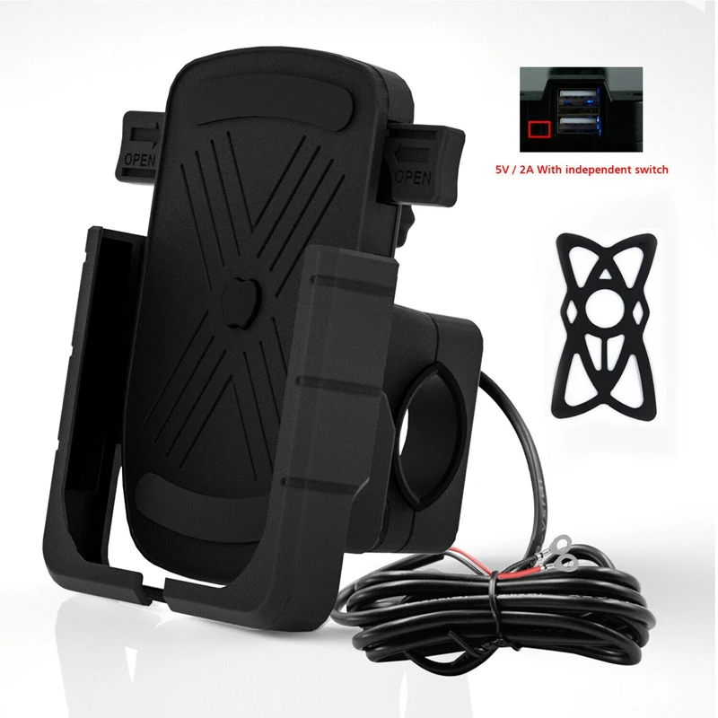

Motorcycle MTB Bike GPS Cell Phone Charger CNC Mount Holder 360 Rotation