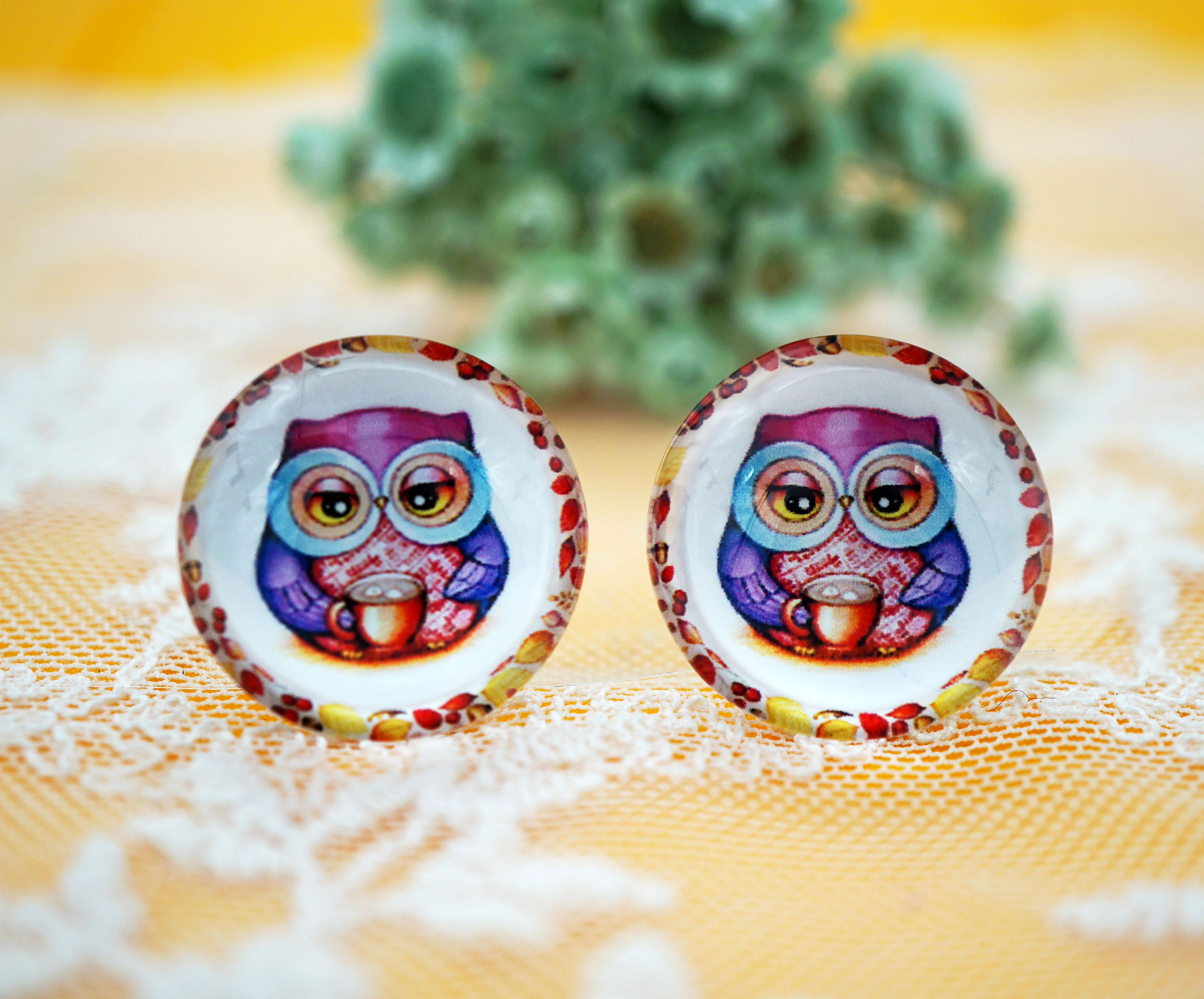10 шт. 20 мм смешанный круглый стеклянный кабошон в виде совы для изготовления