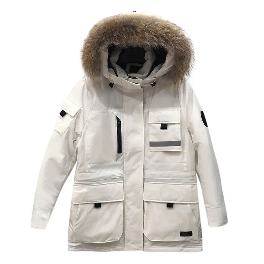 Светоотражающая Женская куртка с меховым капюшоном зимнее пальто для женщин 2019