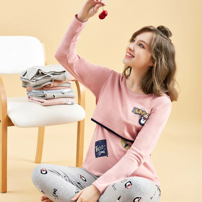 

Autumn long-sleeved cotton maternity wear winter pajamas set pregnant women breastfeeding breastfeeding pajamas
