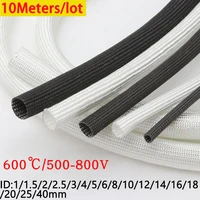 10m blackwhite id 1mm 40 mm braided fiberglass sleeve 600 deg c high temperature chemical glass fiber tube fiberglass sleeve